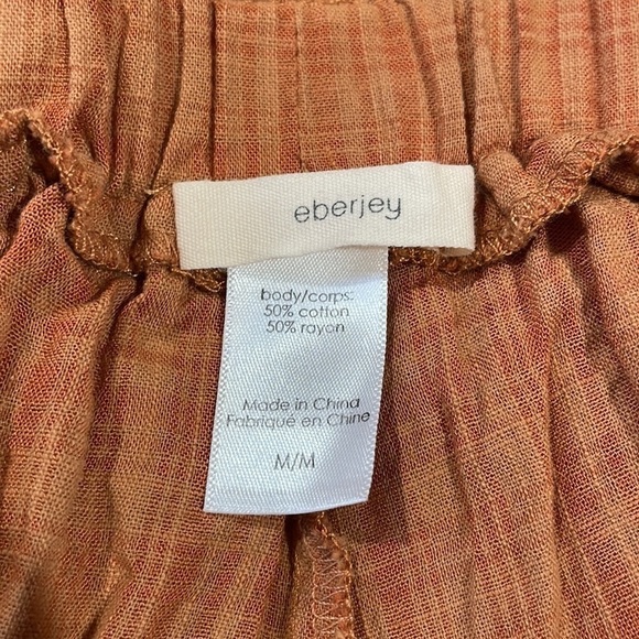 Eberjey Strata Plaid Solid Hudson Tie Waist Crop High Rise Pants Pecan - Picture 3 of 10